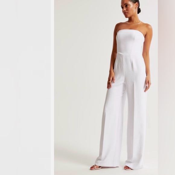 Abercrombie & Fitch Pants - Abercrombie & Fitch Strapless Premium Crepe Wide Leg Jumpsuit White Small NWT